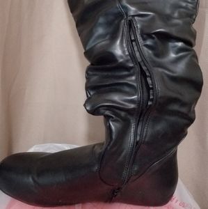 Black knee high boots size 12w